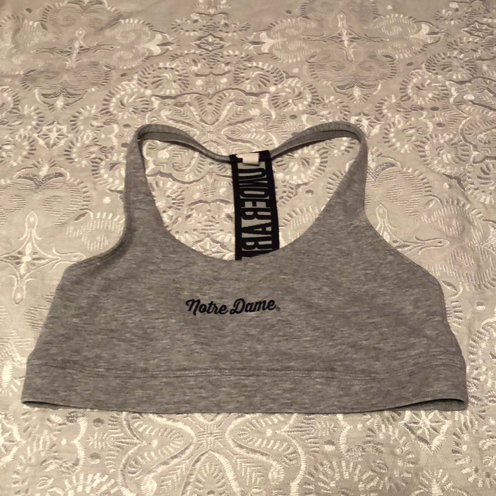 Gray under Armour Notre Fame athletic top